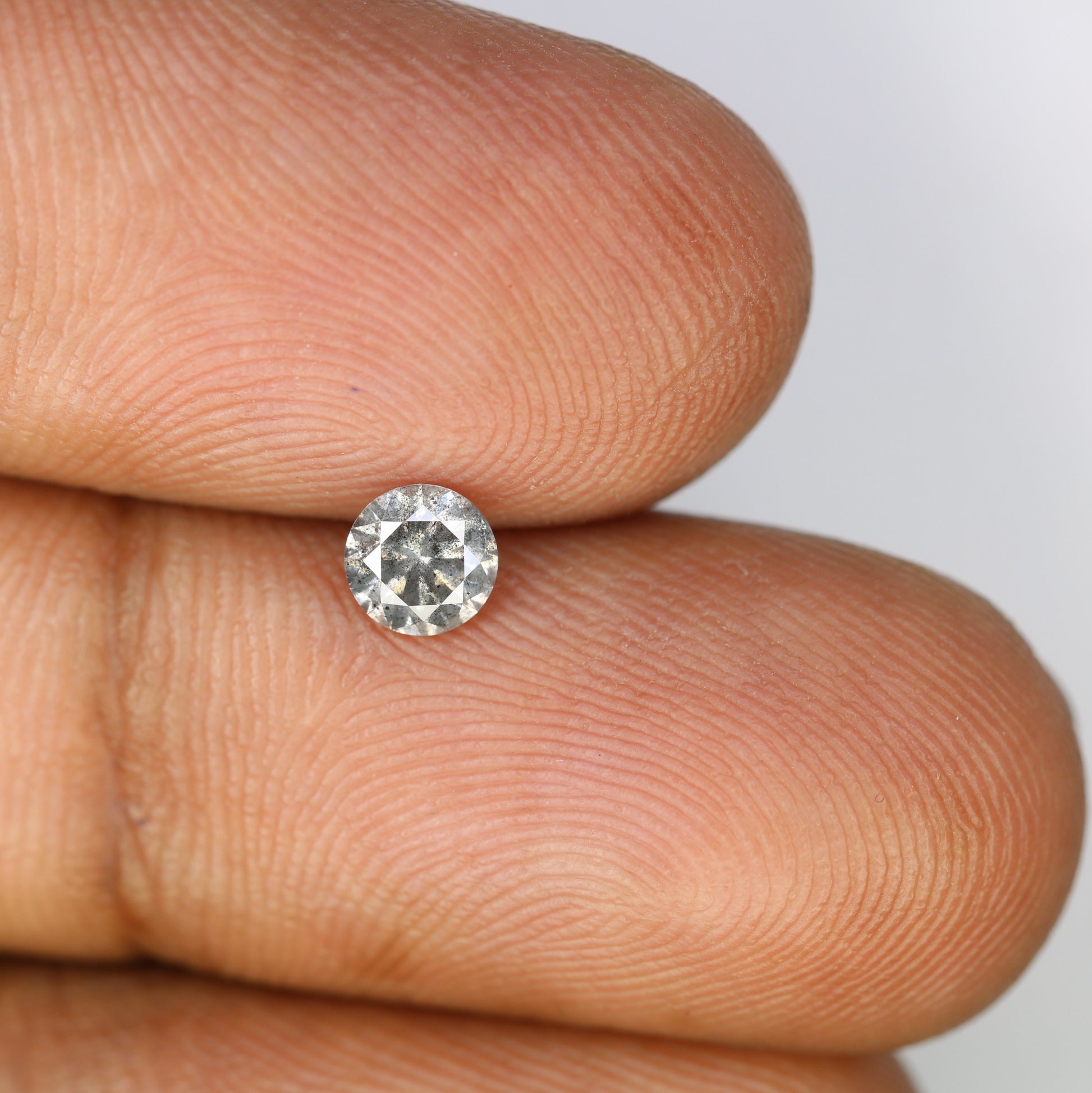 Unique 0.42 CT Salt & Pepper Round Brilliant Cut Diamond | Perfect for Engagement Rings | 4.60 x 2.90 MM - JayKrishna Diamond