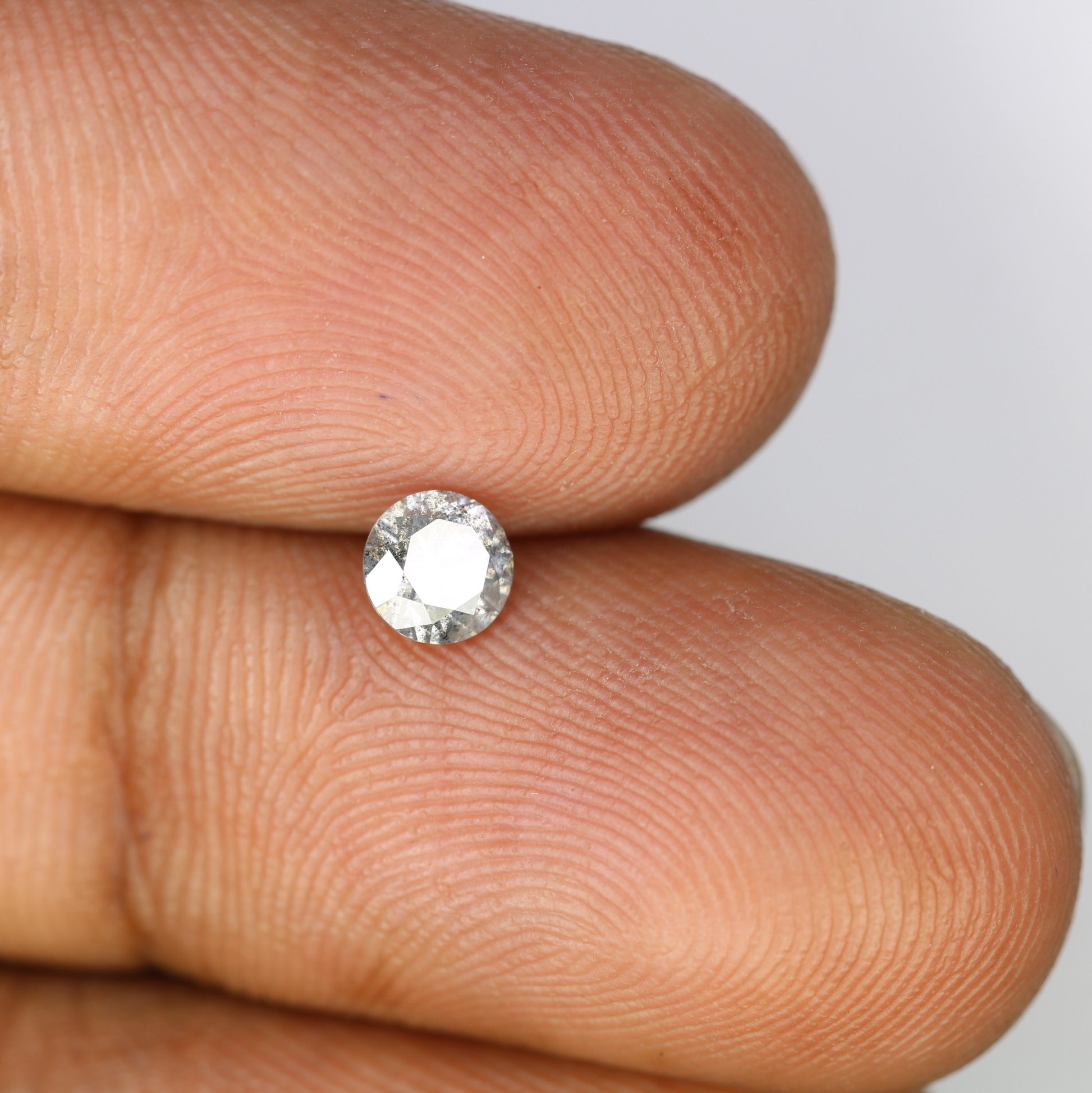 Unique 0.42 CT Salt & Pepper Round Brilliant Cut Diamond | Perfect for Engagement Rings | 4.60 x 2.90 MM - JayKrishna Diamond