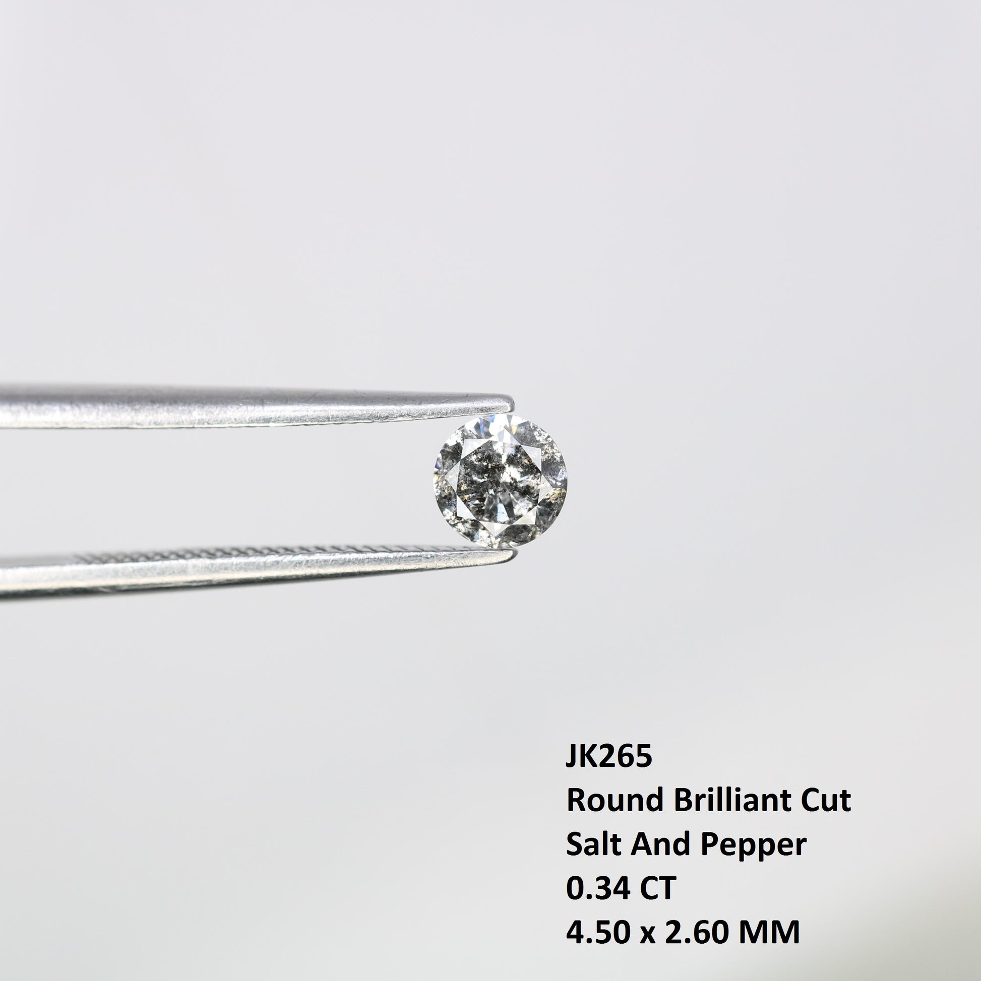 Unique 0.34 CT Salt & Pepper Round Brilliant Cut Diamond | Perfect for Engagement Rings - JayKrishna Diamond