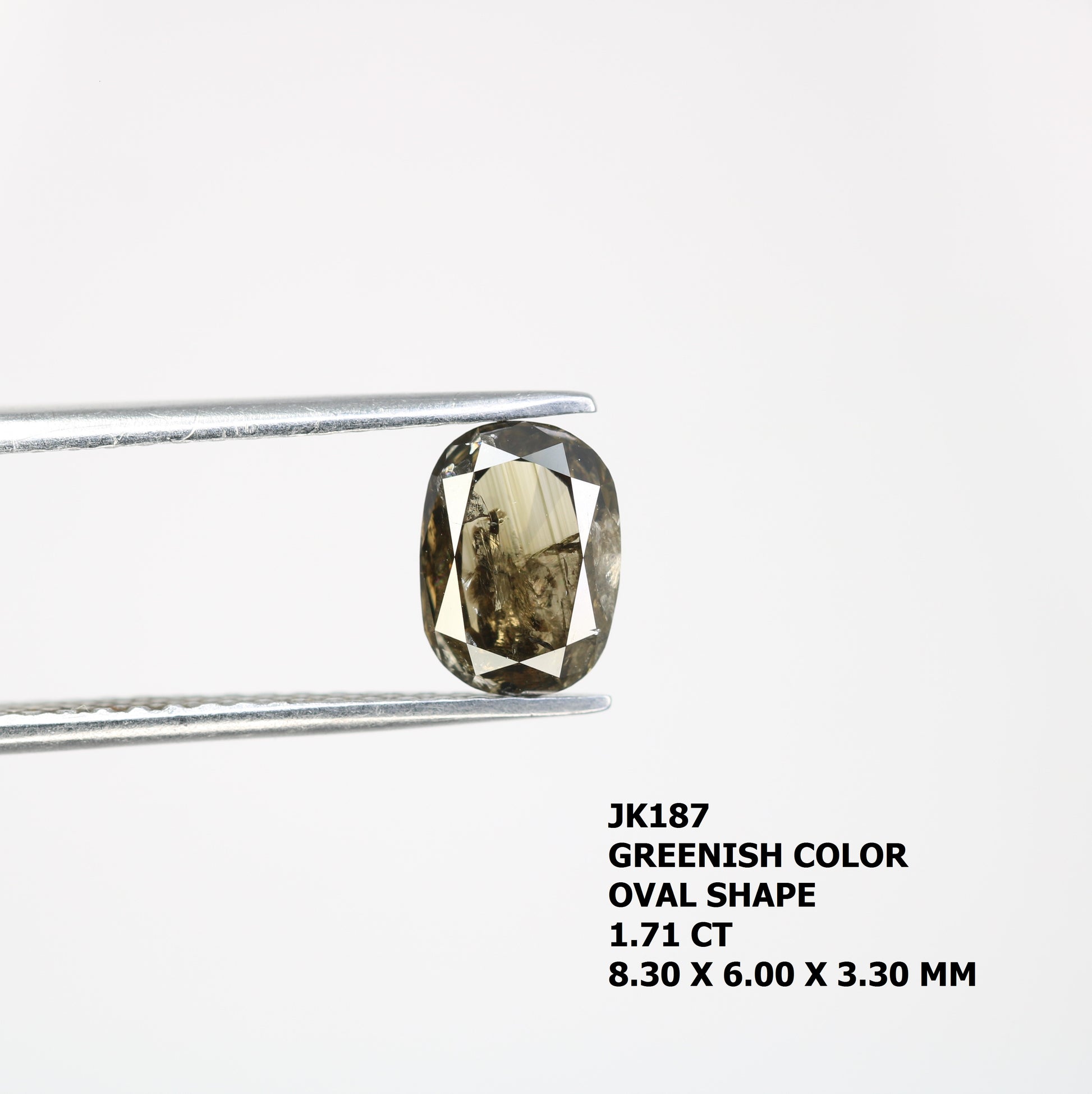1.71 CT Oval Cut Dark Green Loose Natural Diamond For Engagement Ring - JayKrishna Diamond