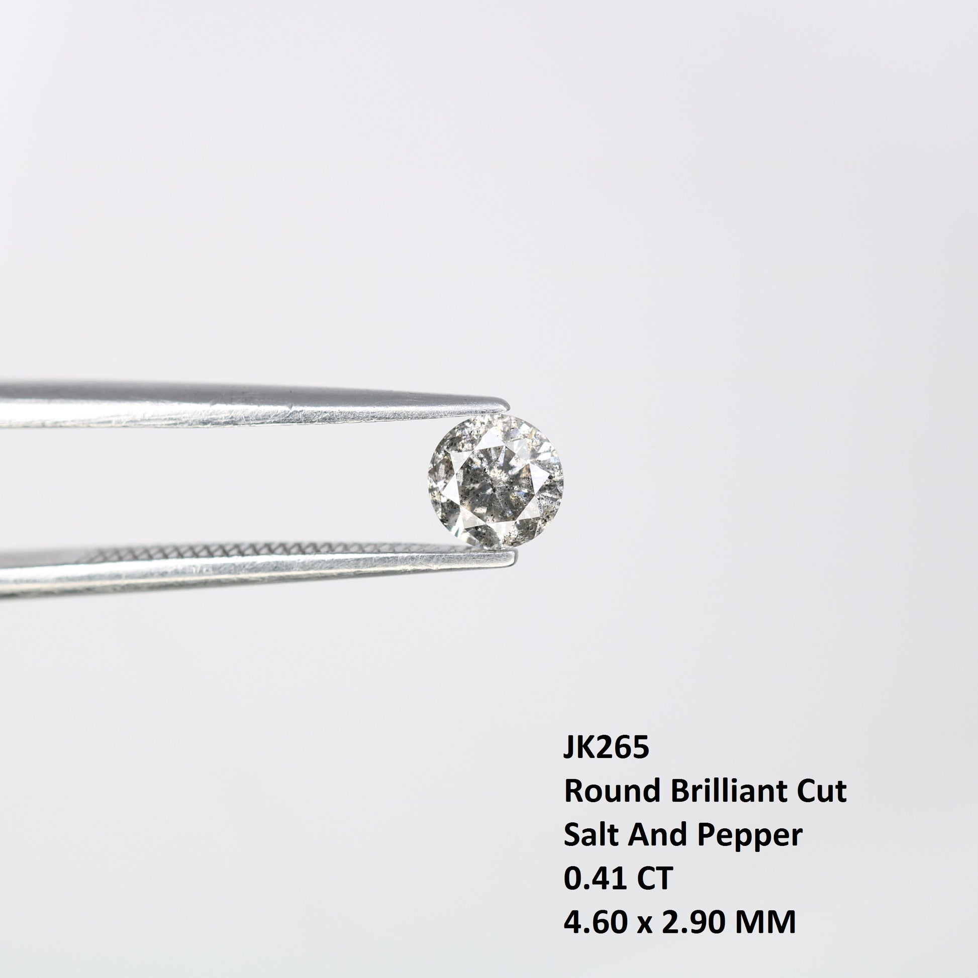 0.41 CT Round Brilliant Cut Salt And Pepper 4.60 x 2.90 MM Natural Diamond For Engagement Ring - JayKrishna Diamond