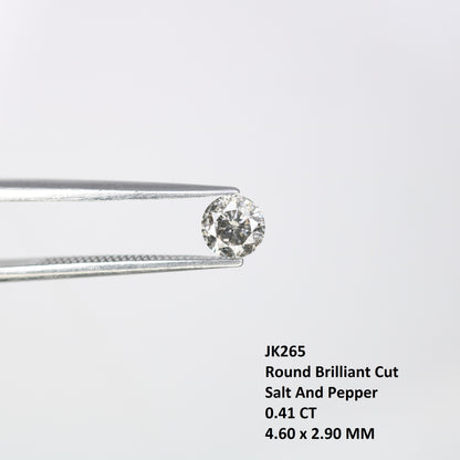 0.41 CT Round Brilliant Cut Salt And Pepper 4.60 x 2.90 MM Natural Diamond For Engagement Ring - JayKrishna Diamond