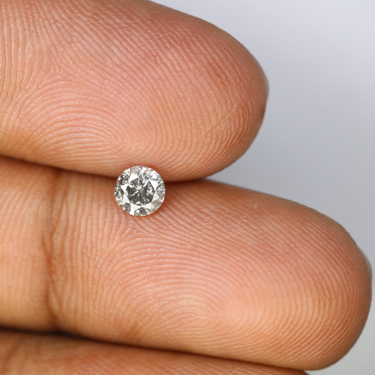 0.41 CT Round Brilliant Cut Salt And Pepper 4.60 x 2.90 MM Natural Diamond For Engagement Ring - JayKrishna Diamond