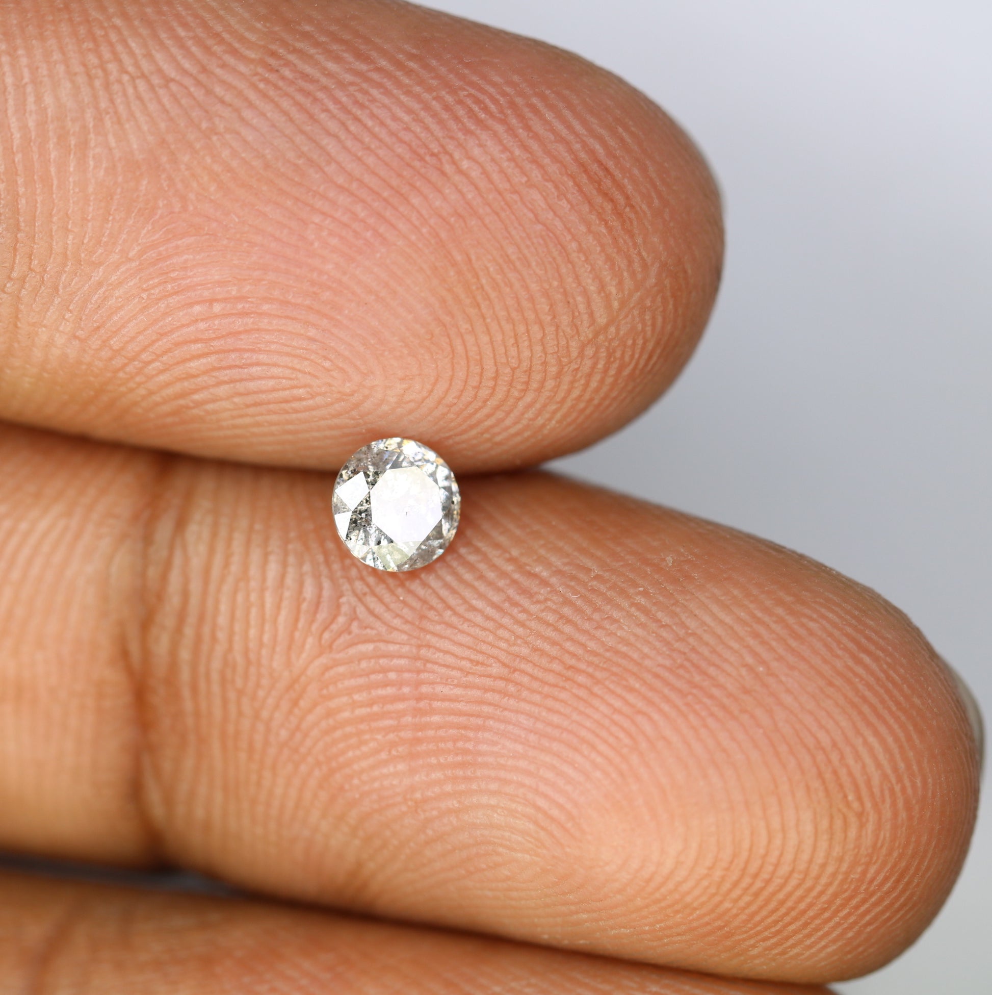 0.41 CT Round Brilliant Cut Salt And Pepper 4.60 x 2.90 MM Natural Diamond For Engagement Ring - JayKrishna Diamond