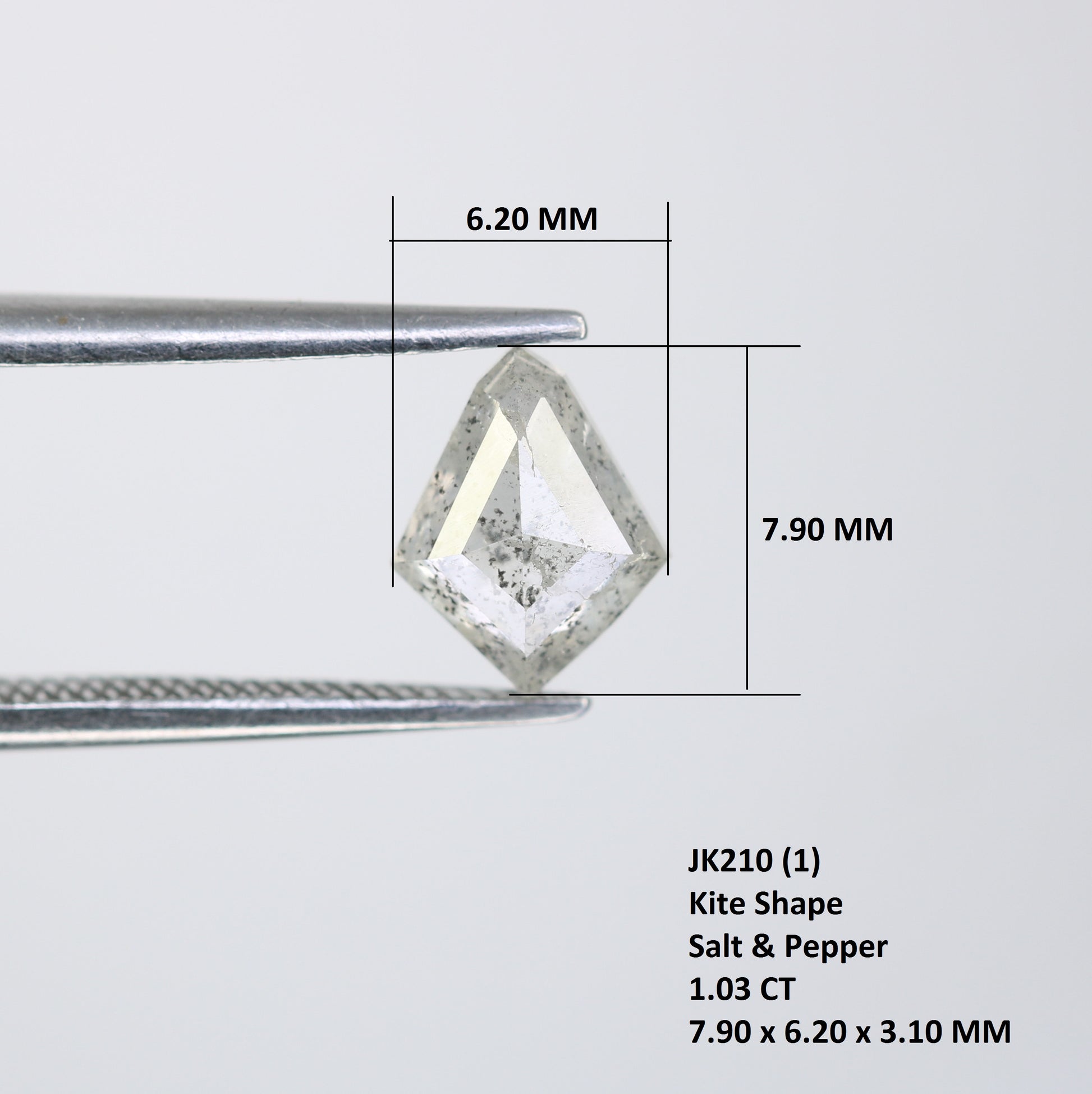 1.03 CT 7.90 MM Kite Shape Salt And Pepper Diamond For Wedding Ring - JayKrishna Diamond