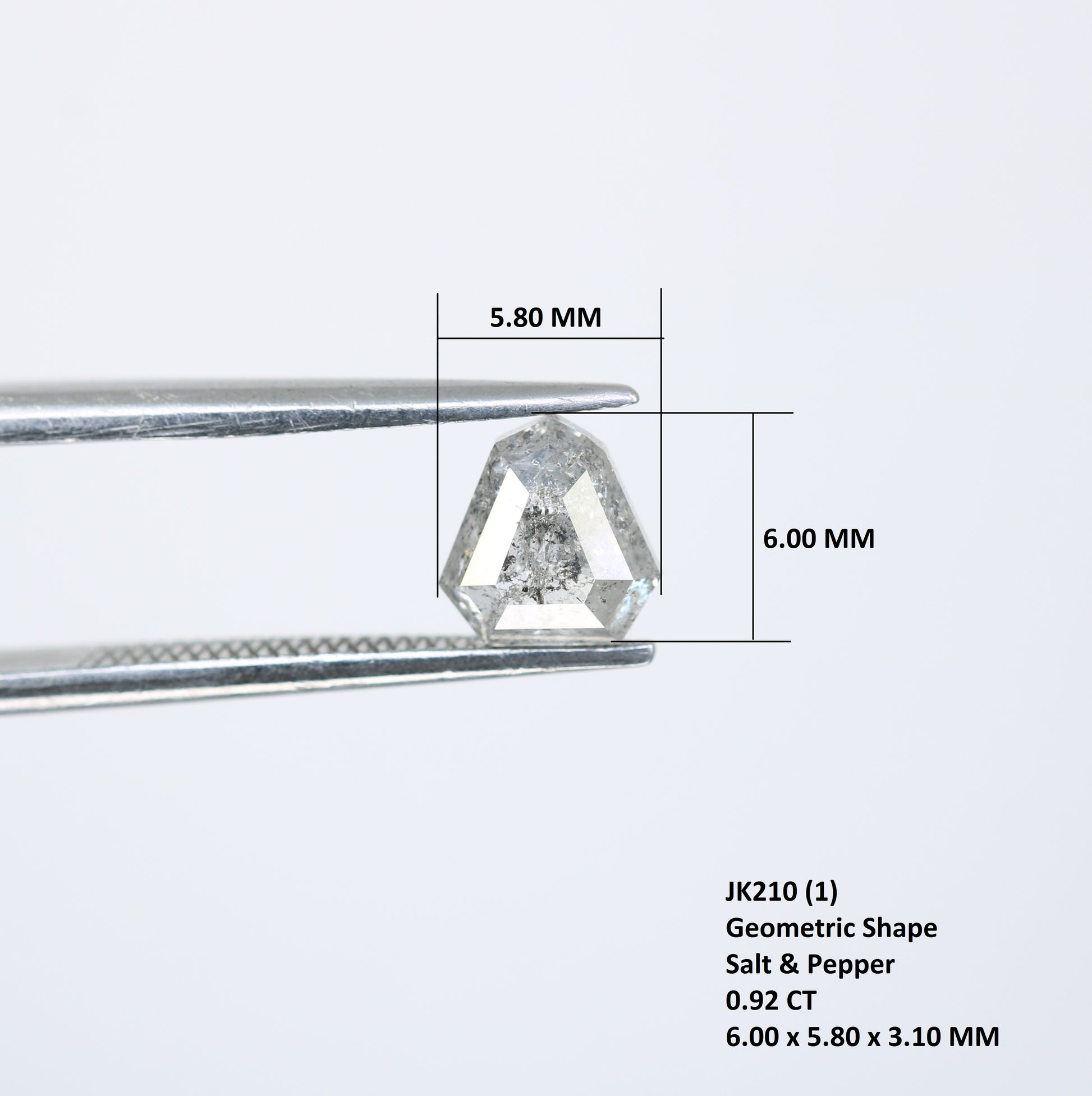0.92 CT 6.00 MM Geometric Shape Salt And Pepper Diamond For Wedding Ring - JayKrishna Diamond