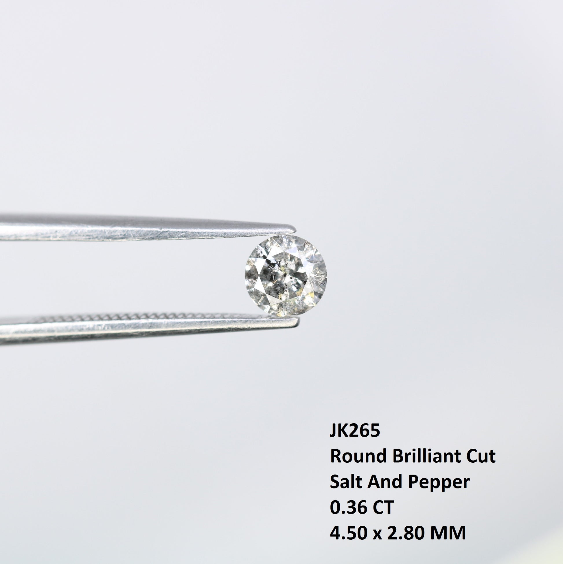 Unique 0.36 CT Salt & Pepper Round Brilliant Cut Diamond | Perfect for Engagement Rings - JayKrishna Diamond