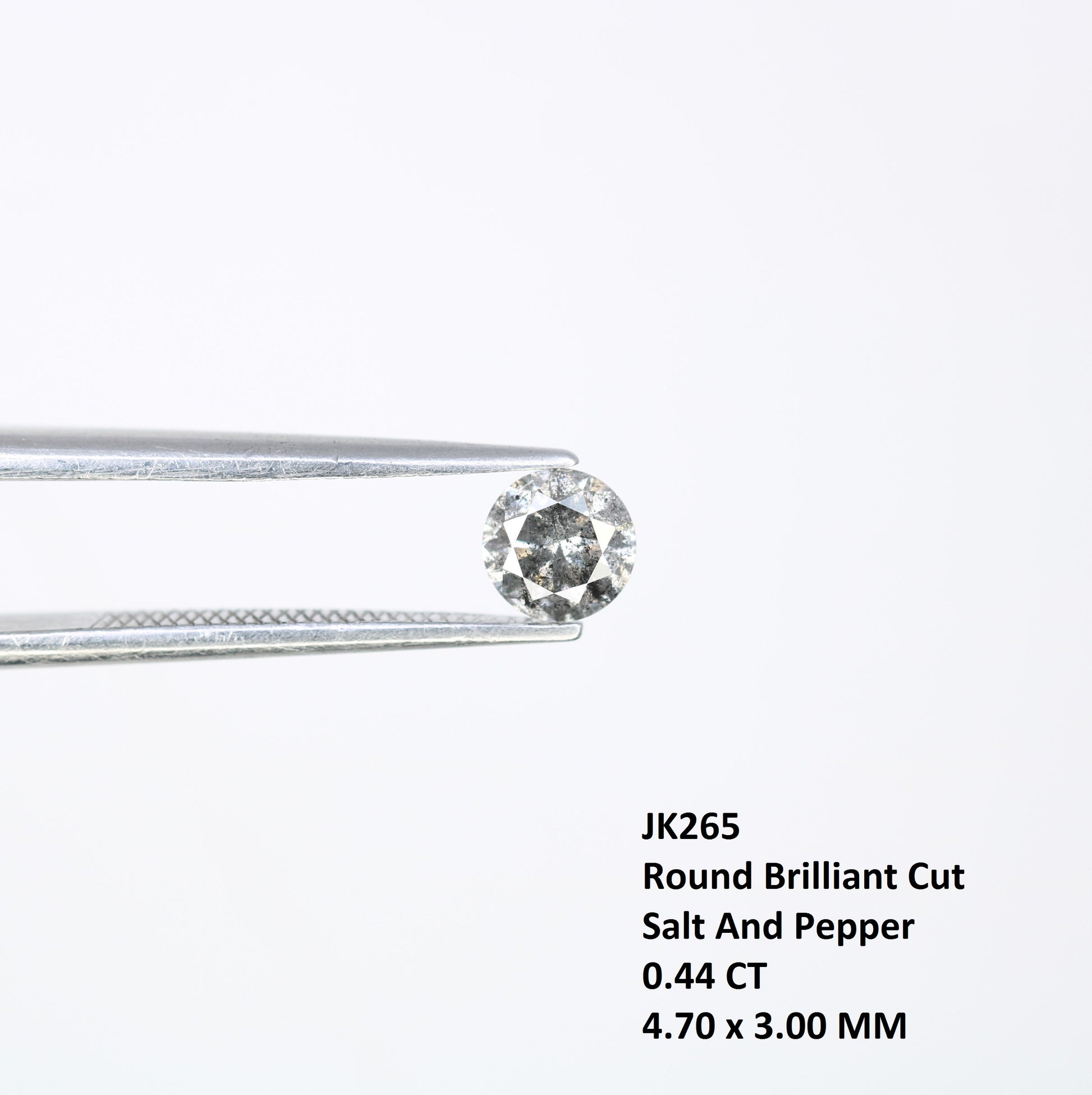 0.44 CT Loose Salt and Pepper Round Brilliant Cut Diamond for Engagement Ring and Unique Artisan Jewelry Design - JayKrishna Diamond
