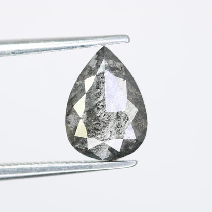 1.08 CT 8.80 MM Salt And Pepper Pear Shape Diamond For Engagement Ring - JayKrishna Diamond
