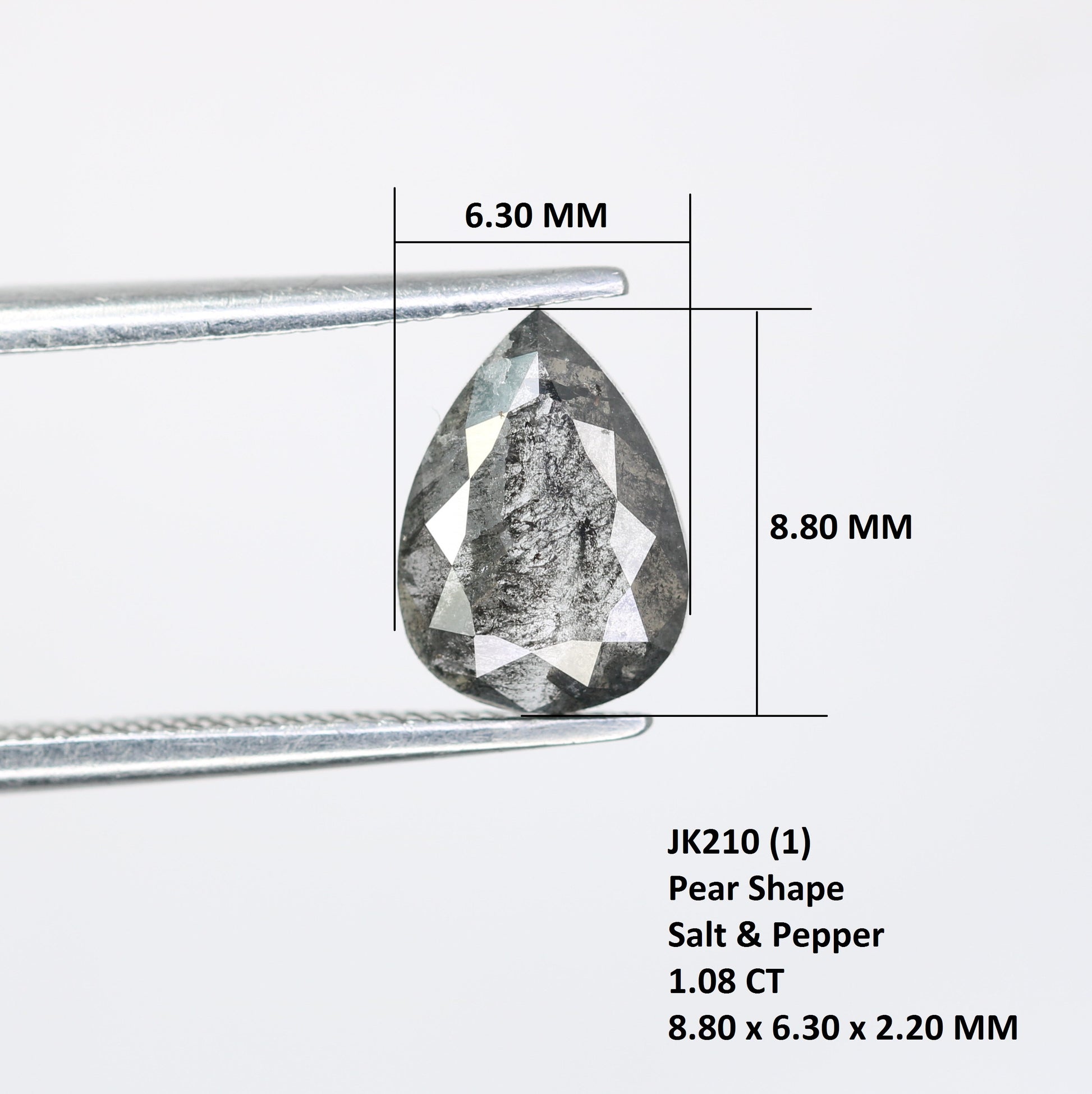 1.08 CT 8.80 MM Salt And Pepper Pear Shape Diamond For Engagement Ring - JayKrishna Diamond
