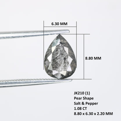 1.08 CT 8.80 MM Salt And Pepper Pear Shape Diamond For Engagement Ring - JayKrishna Diamond