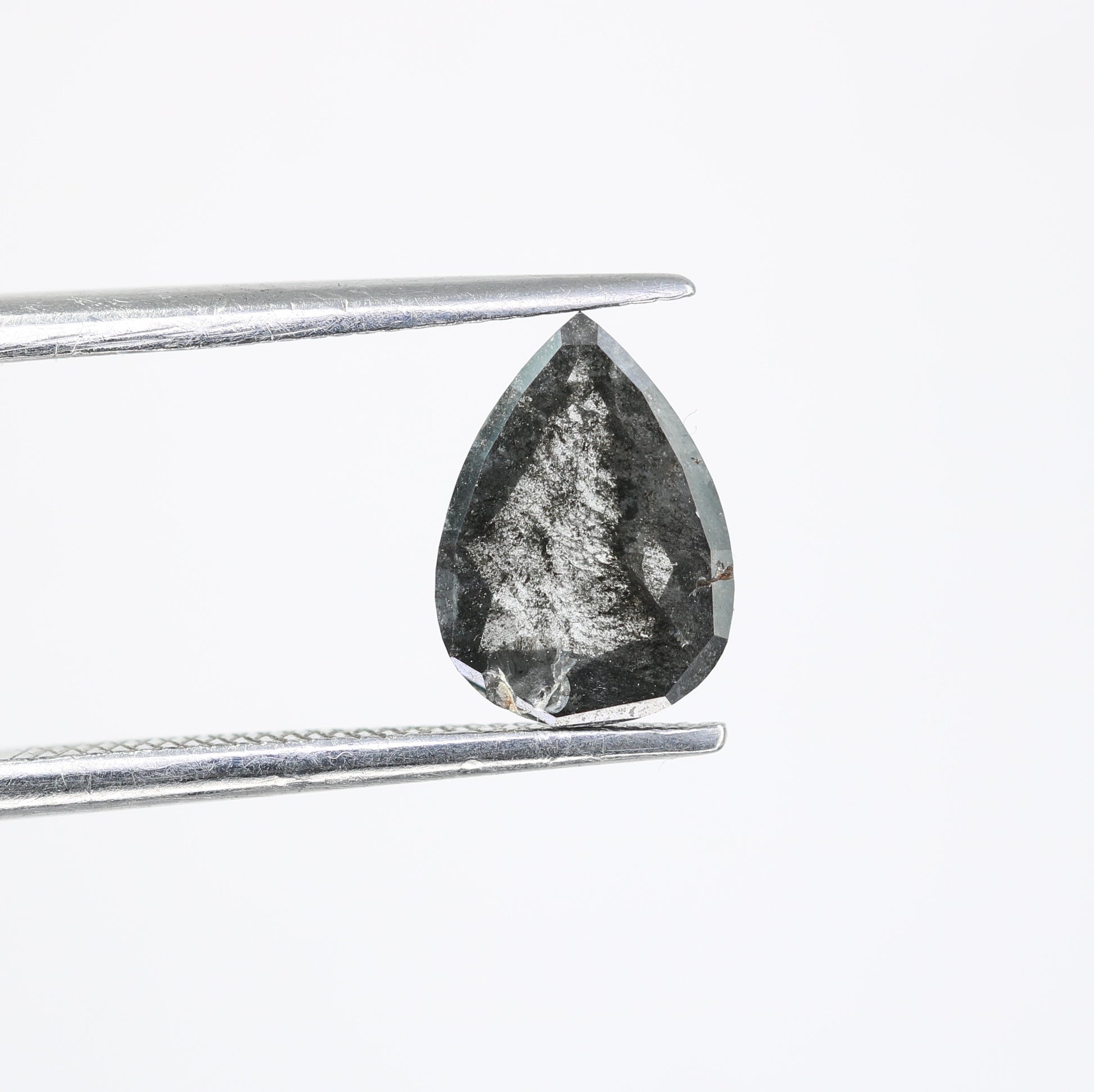 1.08 CT 8.80 MM Salt And Pepper Pear Shape Diamond For Engagement Ring - JayKrishna Diamond