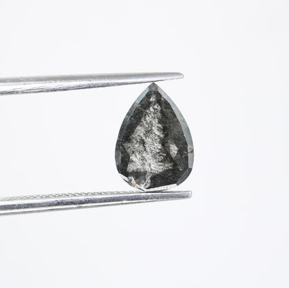 1.08 CT 8.80 MM Salt And Pepper Pear Shape Diamond For Engagement Ring - JayKrishna Diamond