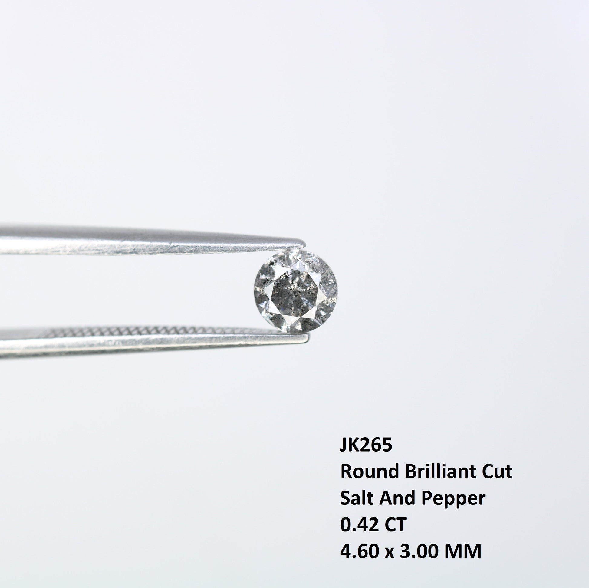 Unique 0.42 CT Salt & Pepper Round Brilliant Cut Diamond | Perfect for Engagement Rings | 4.60 MM - JayKrishna Diamond