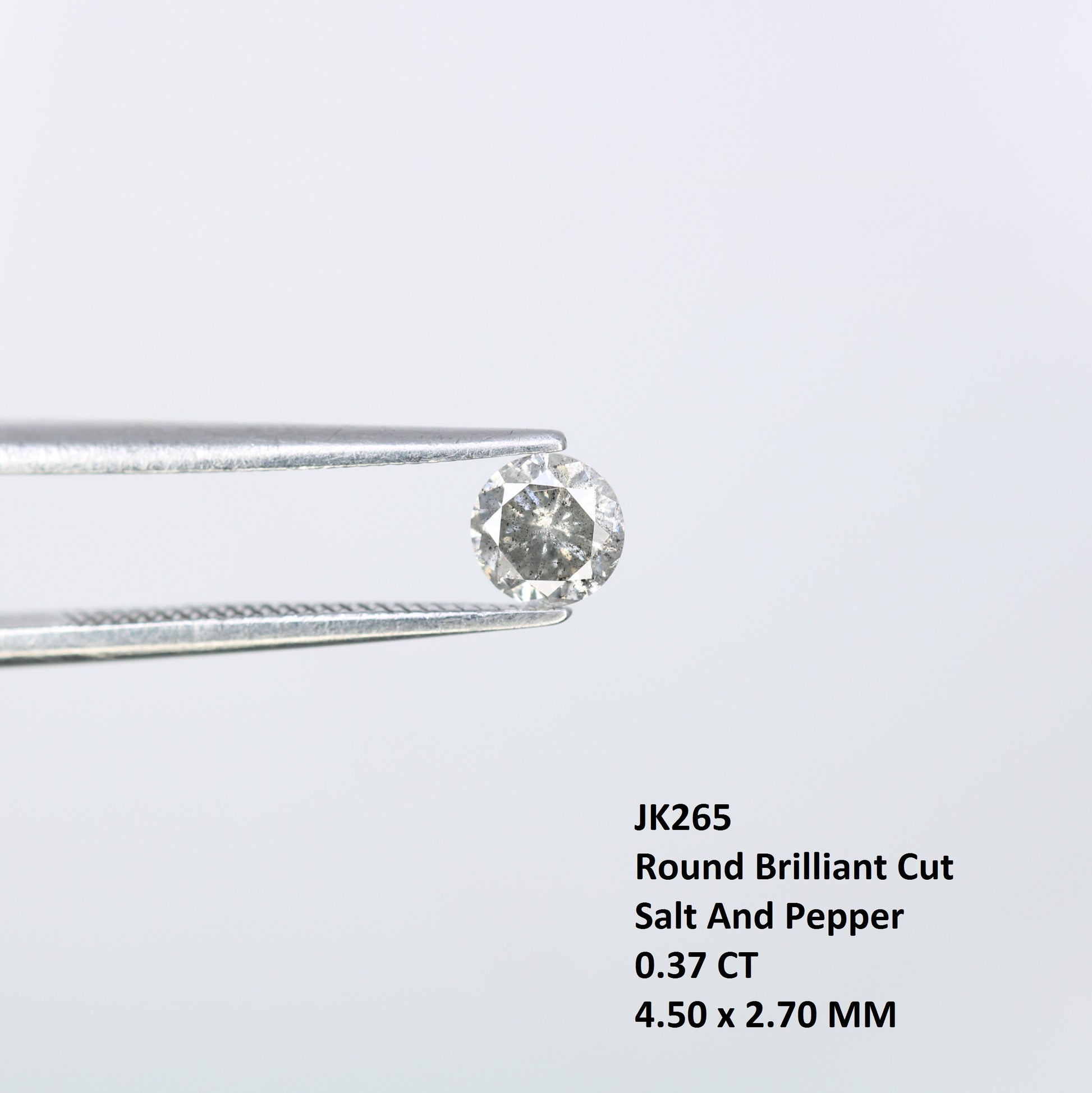 0.37 CT Round Salt and Pepper Brilliant Cut Diamond 4.50 MM | Natural Gemstone for Custom Engagement Rings, Unique & Ethical Fine Jewelry - JayKrishna Diamond