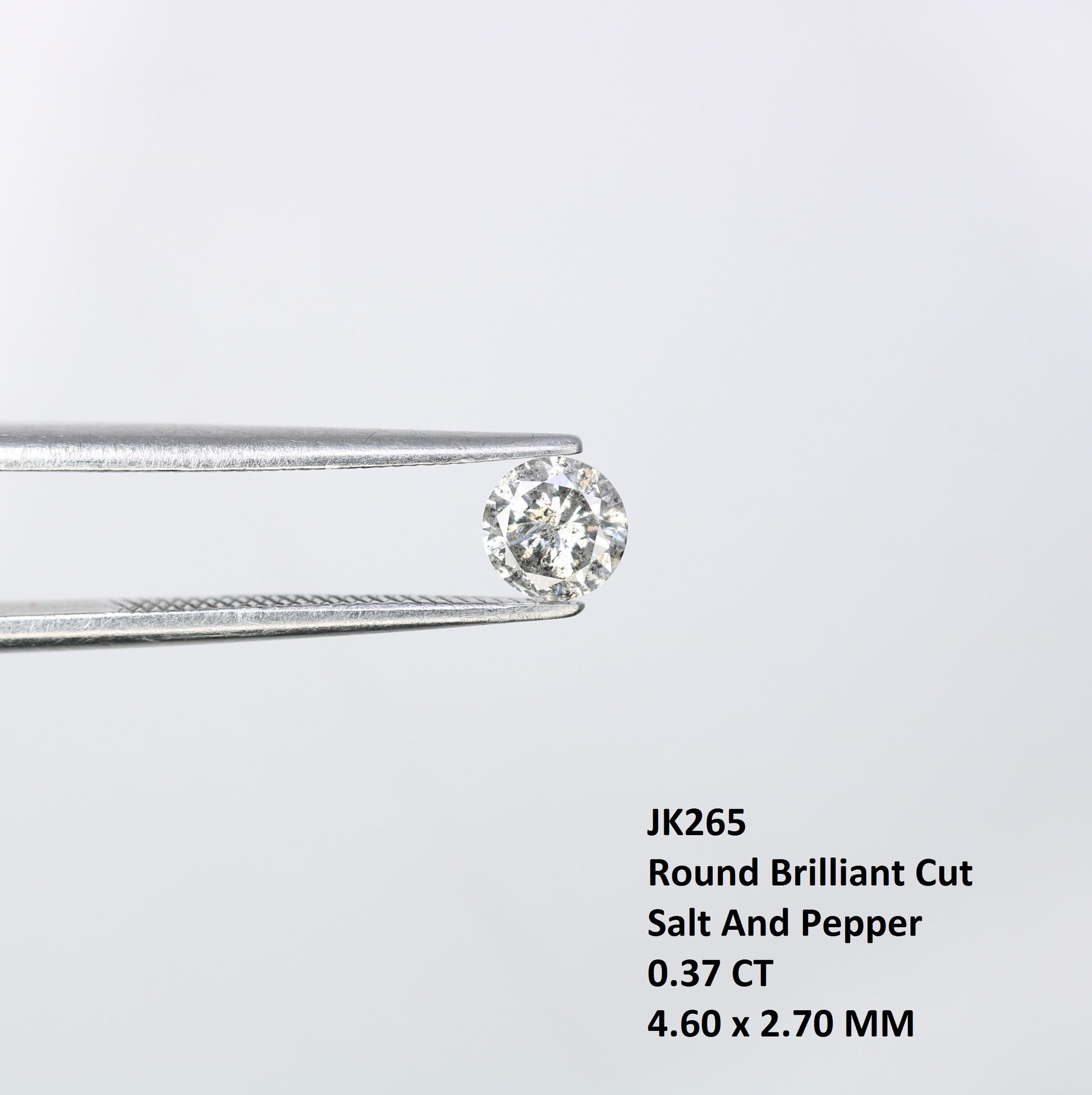 0.37 CT Round Brilliant Cut Salt and Pepper Diamond 4.60 MM | Natural Gemstone for Custom Engagement Rings, Unique Ethical Jewelry & Artisan Wedding Bands - JayKrishna Diamond