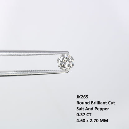 0.37 CT Round Brilliant Cut Salt and Pepper Diamond 4.60 MM | Natural Gemstone for Custom Engagement Rings, Unique Ethical Jewelry & Artisan Wedding Bands - JayKrishna Diamond