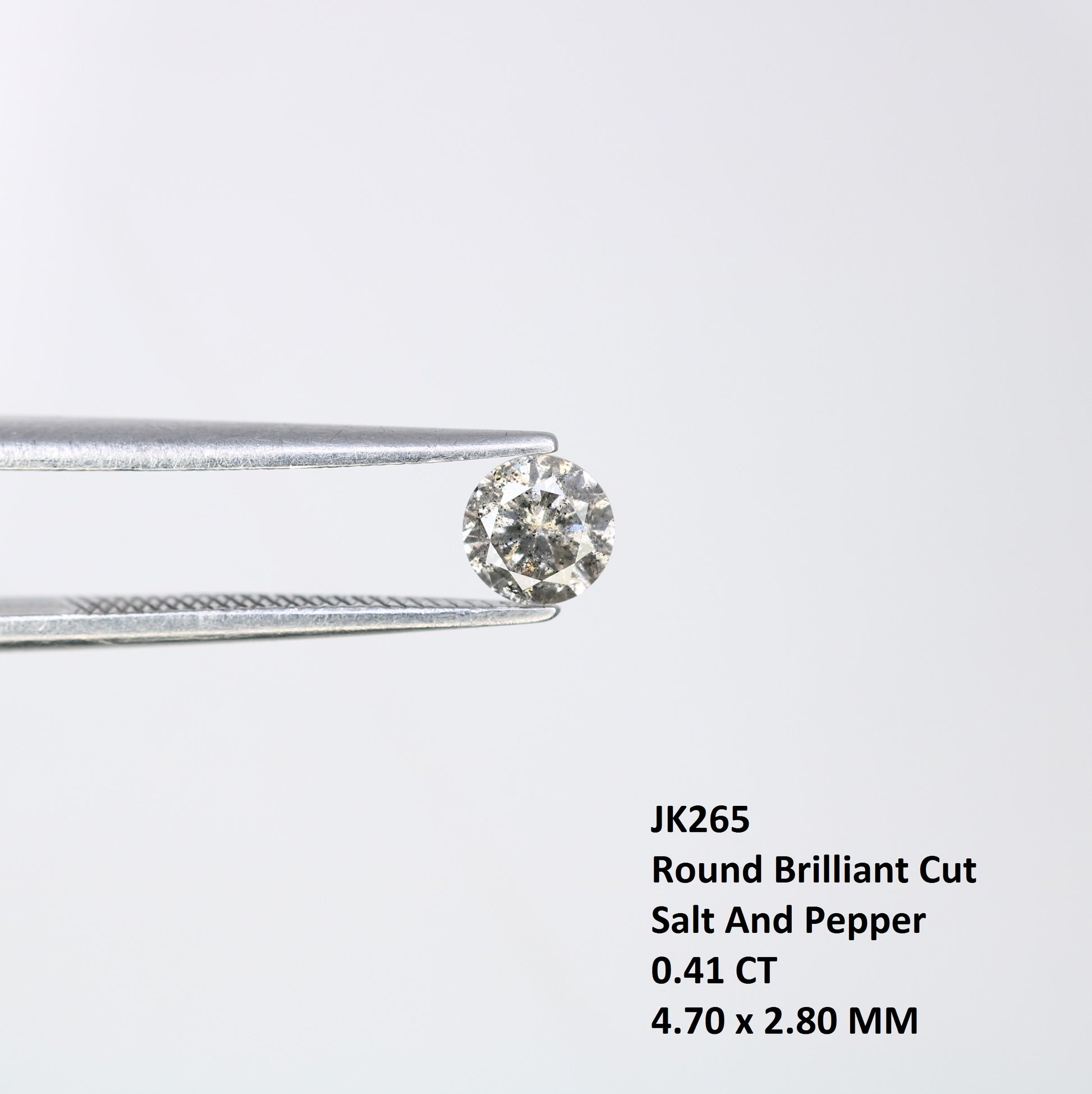 Unique 0.41 CT Salt & Pepper Round Brilliant Cut Diamond | Perfect for Engagement Rings | 4.70 x 2.80 MM - JayKrishna Diamond