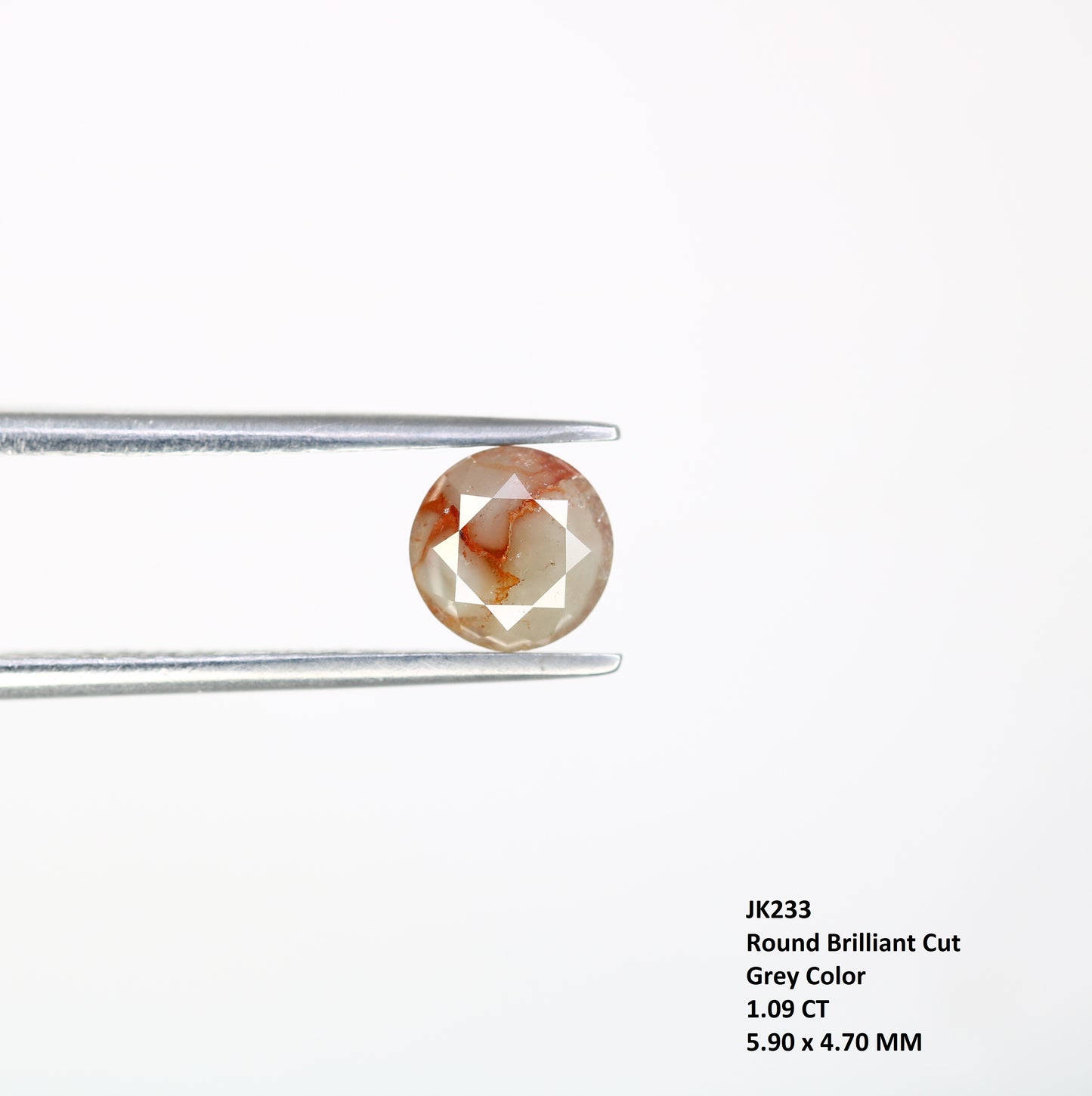 1.09 CT 5.90 x 4.70 MM Round Brilliant Cut Loose Grey Diamond For Engagement Ring - JayKrishna Diamond
