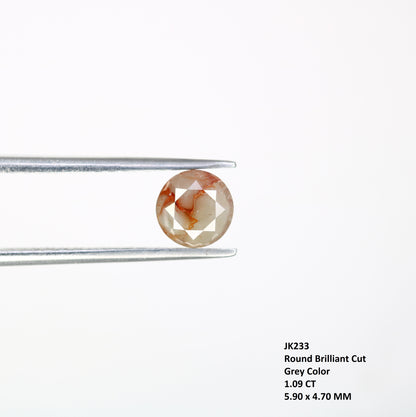 1.09 CT 5.90 x 4.70 MM Round Brilliant Cut Loose Grey Diamond For Engagement Ring - JayKrishna Diamond