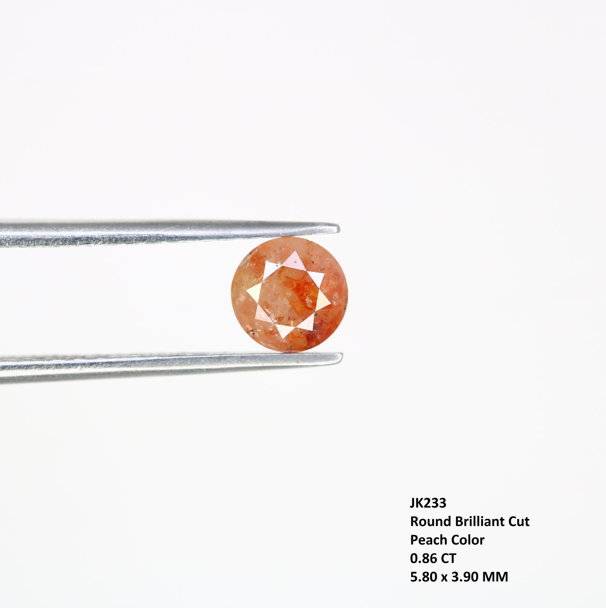 0.86 CT Natural Round Brilliant Cut Peach Loose 5.40 MM Diamond For Proposal Ring - JayKrishna Diamond