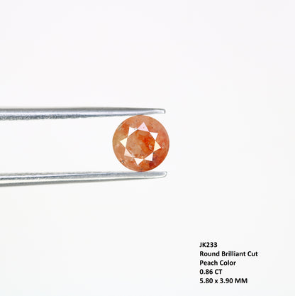 0.86 CT Natural Round Brilliant Cut Peach Loose 5.40 MM Diamond For Proposal Ring - JayKrishna Diamond