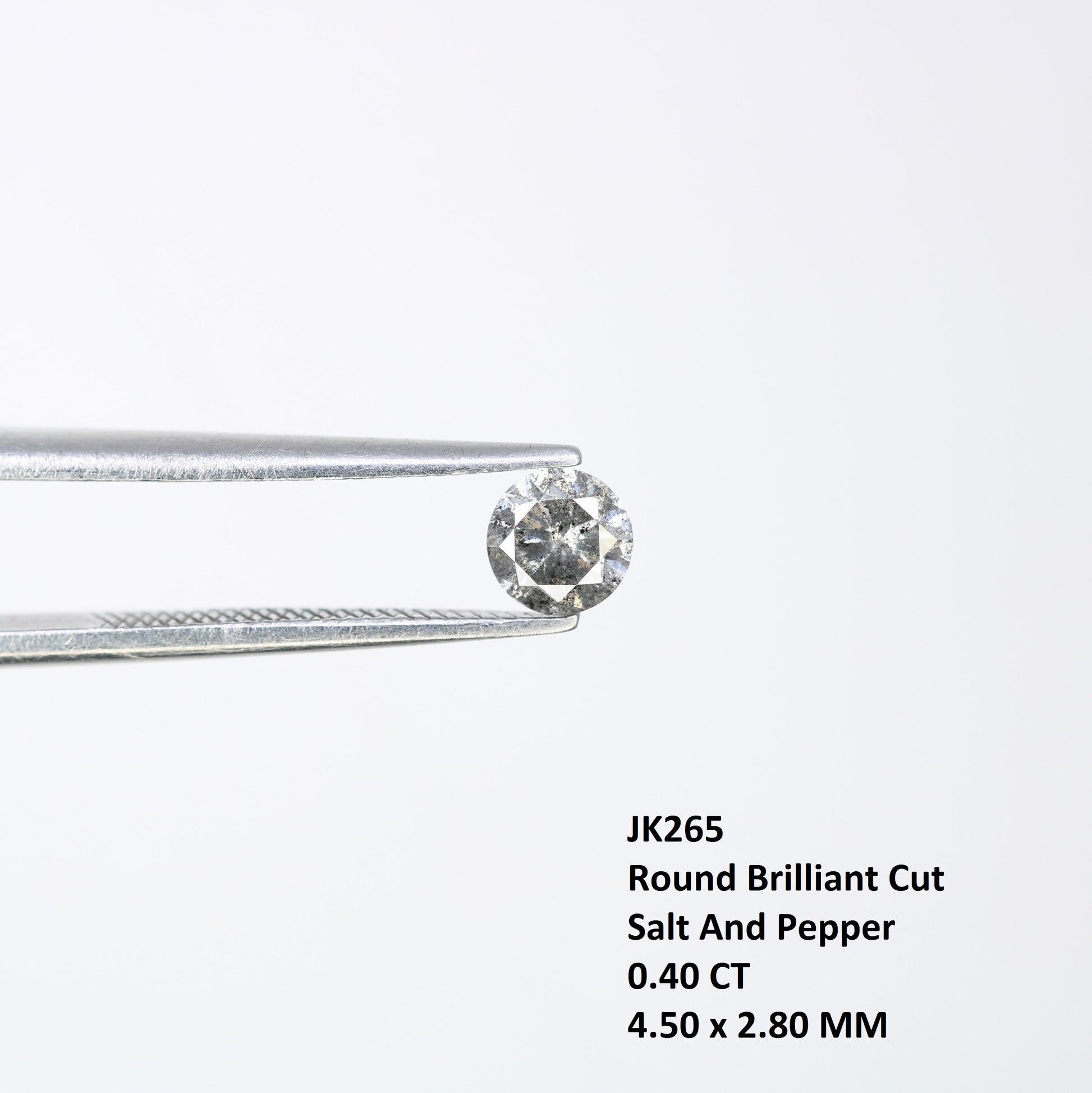 0.40 CT 4.50 x 2.80 MM Round Brilliant Cut Natural Salt and Pepper Diamond for Custom Engagement Rings, Unique Fine Jewelry & Ethical Bridal Jewelry - JayKrishna Diamond