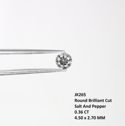 Unique 0.36 CT Salt & Pepper Round Brilliant Cut Diamond | Perfect for Engagement Rings | 4.50 x 2.70 MM - JayKrishna Diamond