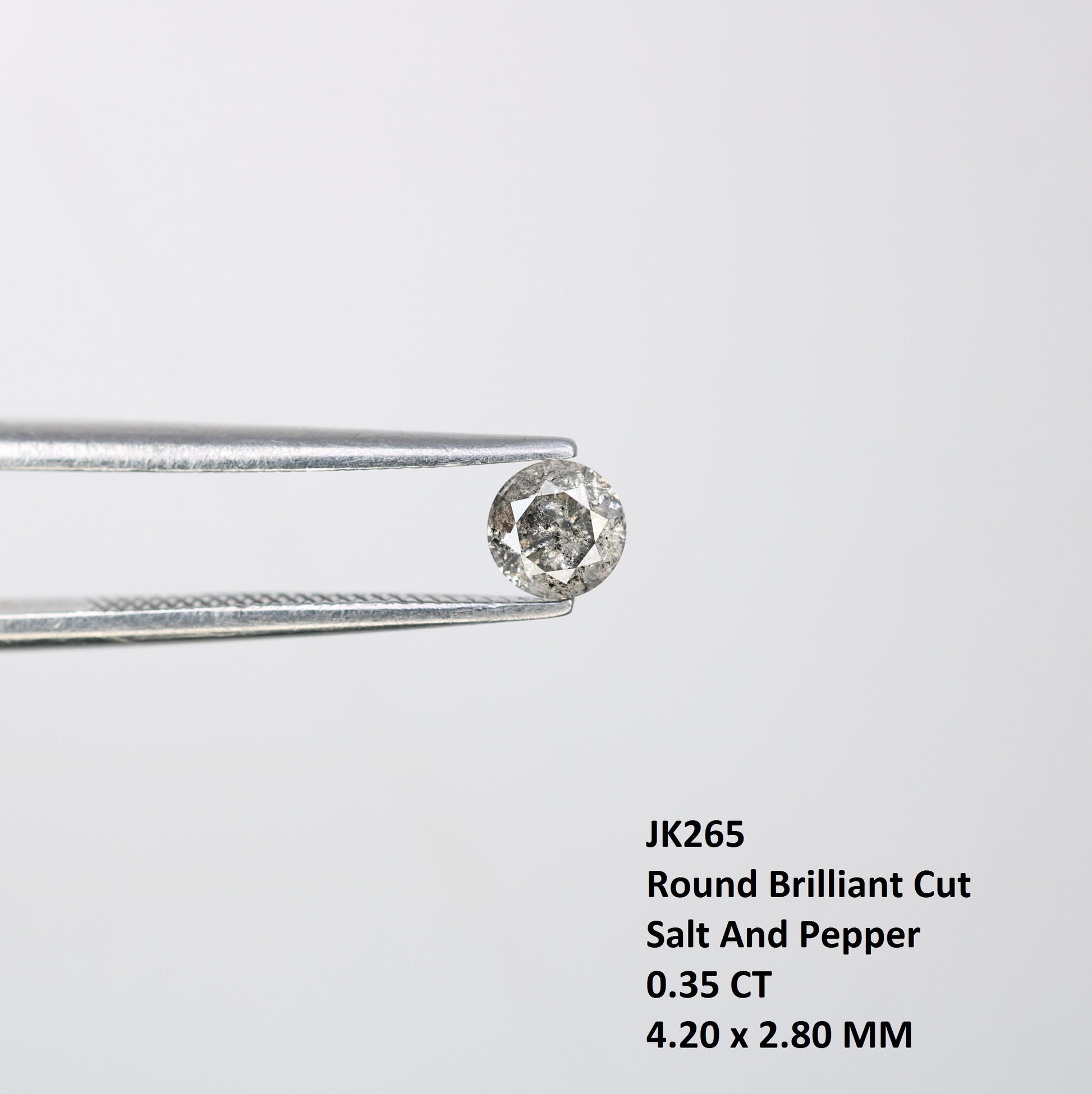 0.35 CT 4.20MM Loose Salt and Pepper Round Brilliant Cut Diamond | Perfect for Custom Engagement Rings, Unique Rustic Jewelry & Wedding Bands - JayKrishna Diamond