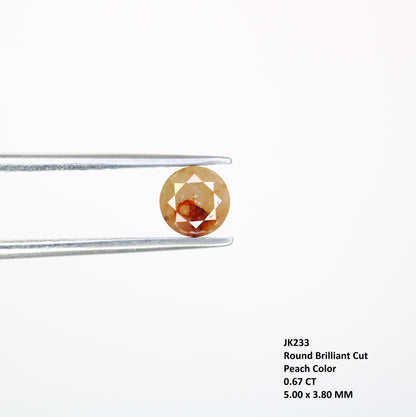 0.67 CT Peach Loose Natural Round Brilliant Cut Diamond for Proposal Ring - Unique Gemstone for Custom Jewelry Designs - JayKrishna Diamond