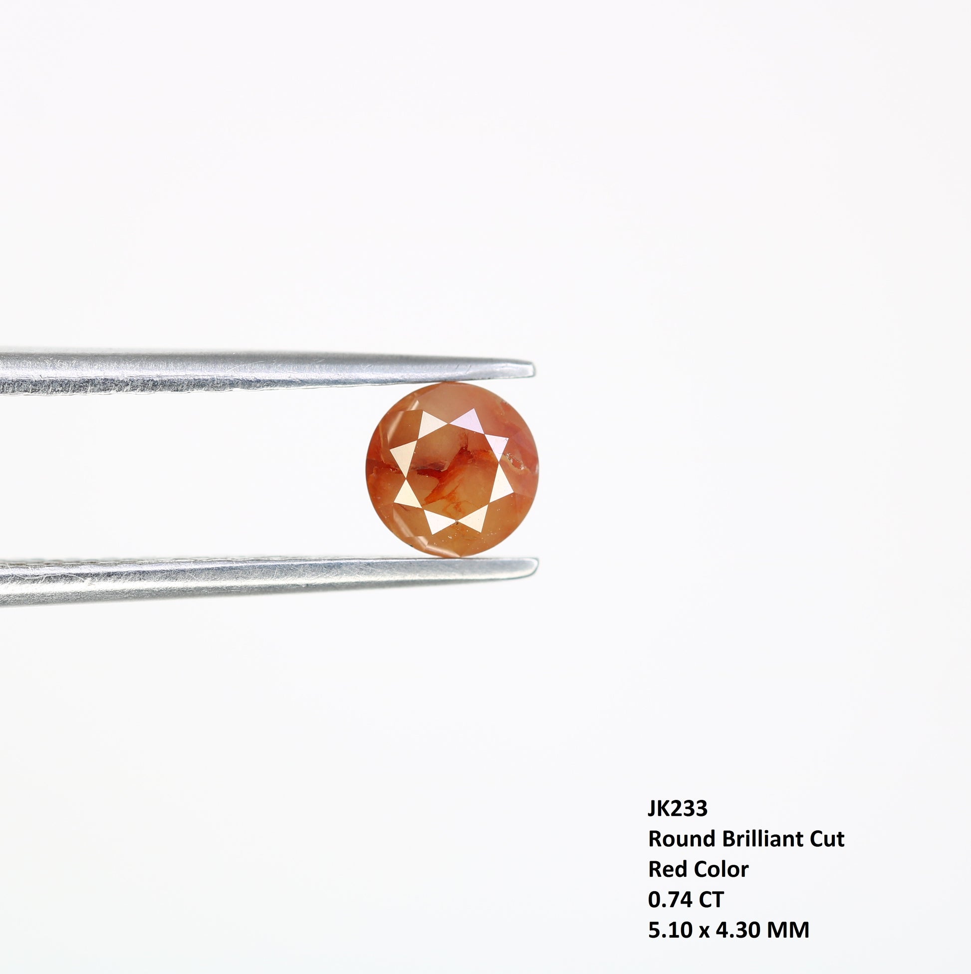 0.74 CT Fancy Red 5.10 MM Polished Round Brilliant Cut Diamond For Proposal Ring - JayKrishna Diamond