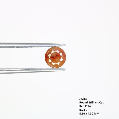 0.74 CT Fancy Red 5.10 MM Polished Round Brilliant Cut Diamond For Proposal Ring - JayKrishna Diamond