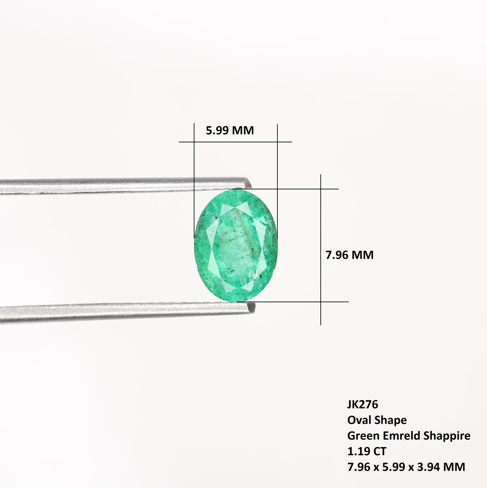 1.19 CT Oval Cut Beautiful Green Emerald Sapphire Gemstone For Wedding Ring - JayKrishna Diamond