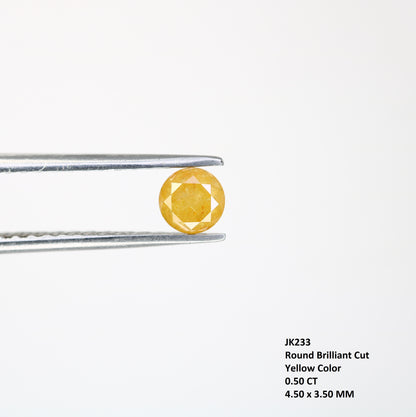 0.50 CT 4.50 x 3.50 MM Yellow Loose Round Brilliant Cut Natural Diamond For Engagement Ring - JayKrishna Diamond