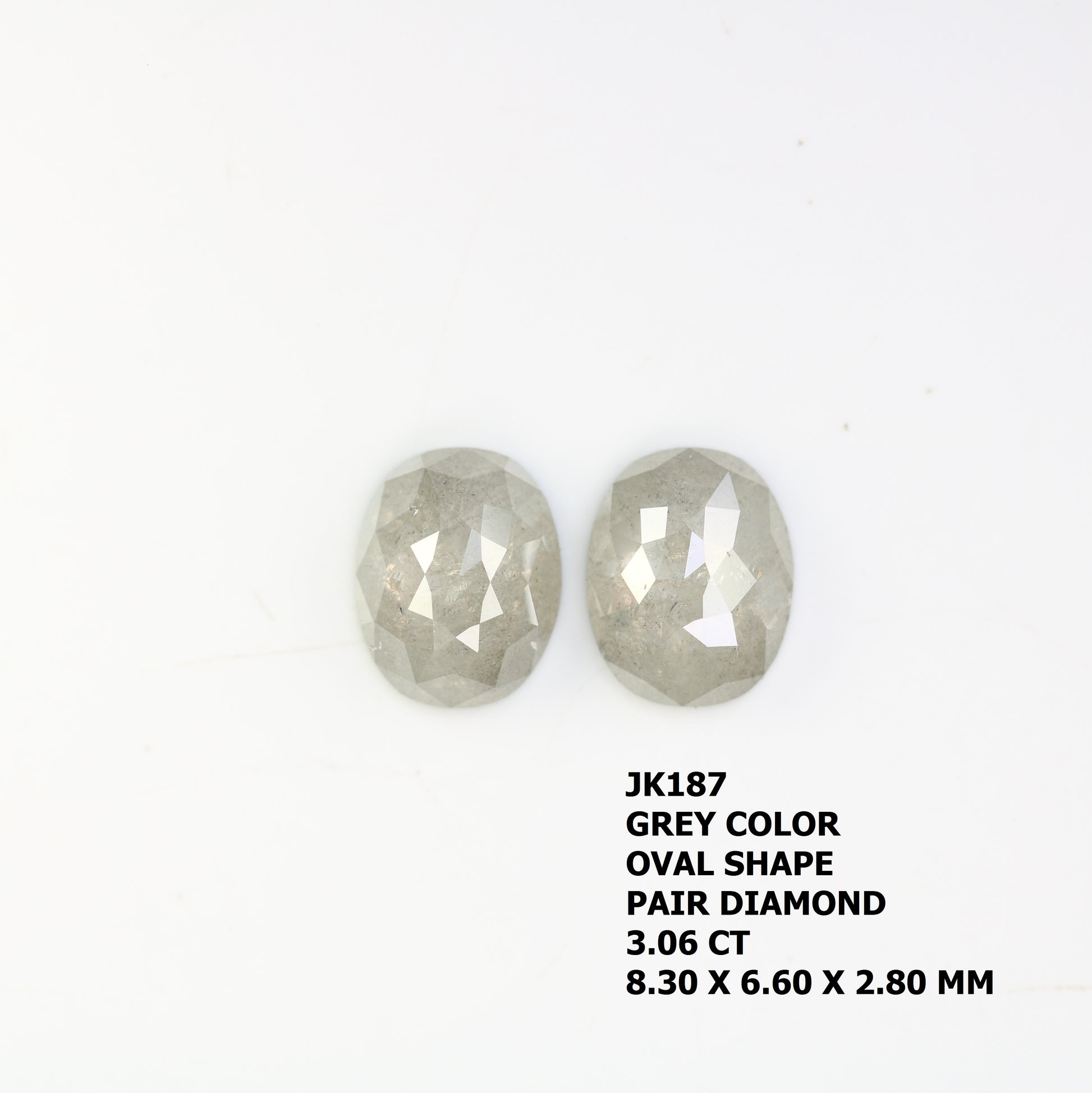 3.06 CT Oval Shape Grey Natural Loose Pair Diamond For Engagement Ring - JayKrishna Diamond