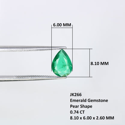 0.74 CT Green Stone Emerald Gemstone 8.10 MM Pear Cut For Engagement Ring - JayKrishna Diamond