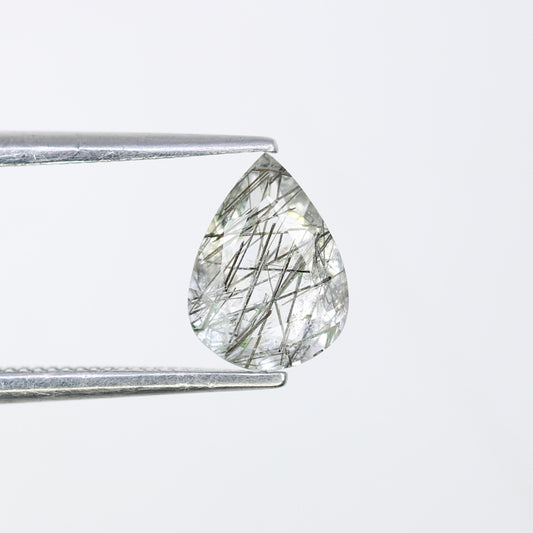 0.86 CT 8.00 MM Pear Shape Black Rutile Natural Gemstone For Engagement Ring - JayKrishna Diamond