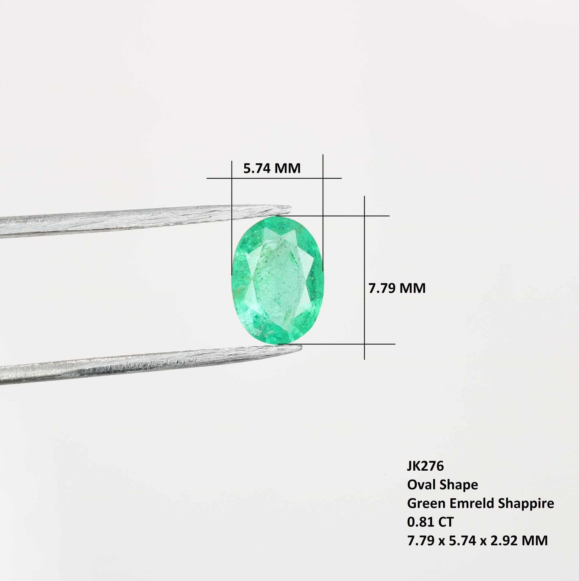 0.81 CT Green Emerald Oval Shape Loose Natural Gemstone For Wedding Ring - JayKrishna Diamond