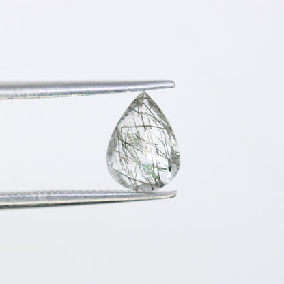 0.86 CT 8.00 MM Pear Shape Black Rutile Natural Gemstone For Engagement Ring - JayKrishna Diamond