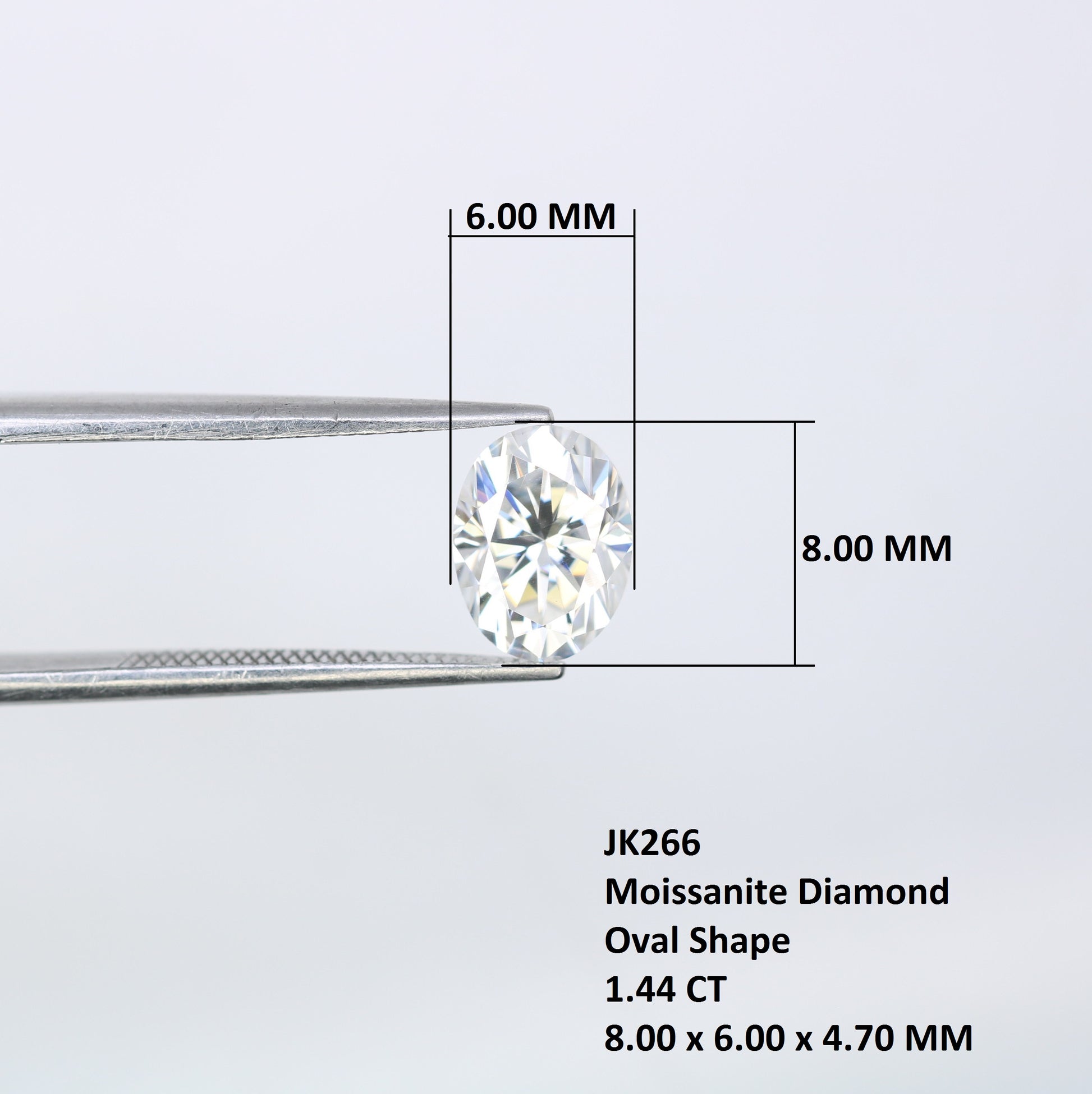 1.44 CT Moissanite Gemstone Oval Cut White Gemstone For Engagement Ring - JayKrishna Diamond