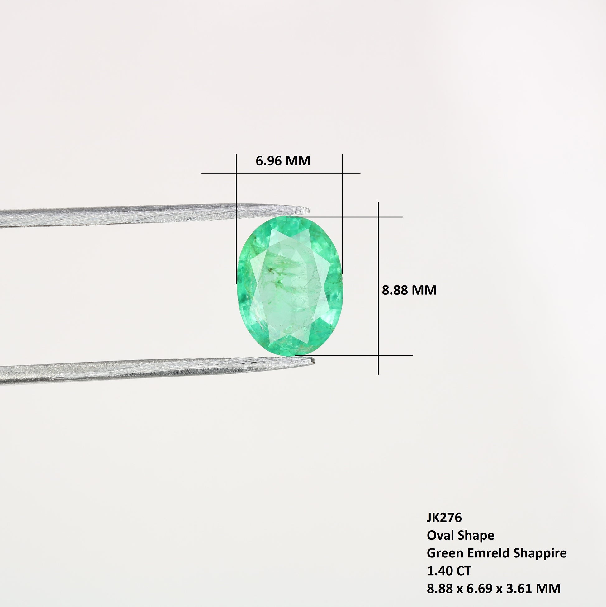 1.40 CT 8.88 MM Green Emerald Oval Cut Galaxy Loose Gemstone For Proposal Ring - JayKrishna Diamond