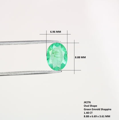 1.40 CT 8.88 MM Green Emerald Oval Cut Galaxy Loose Gemstone For Proposal Ring - JayKrishna Diamond