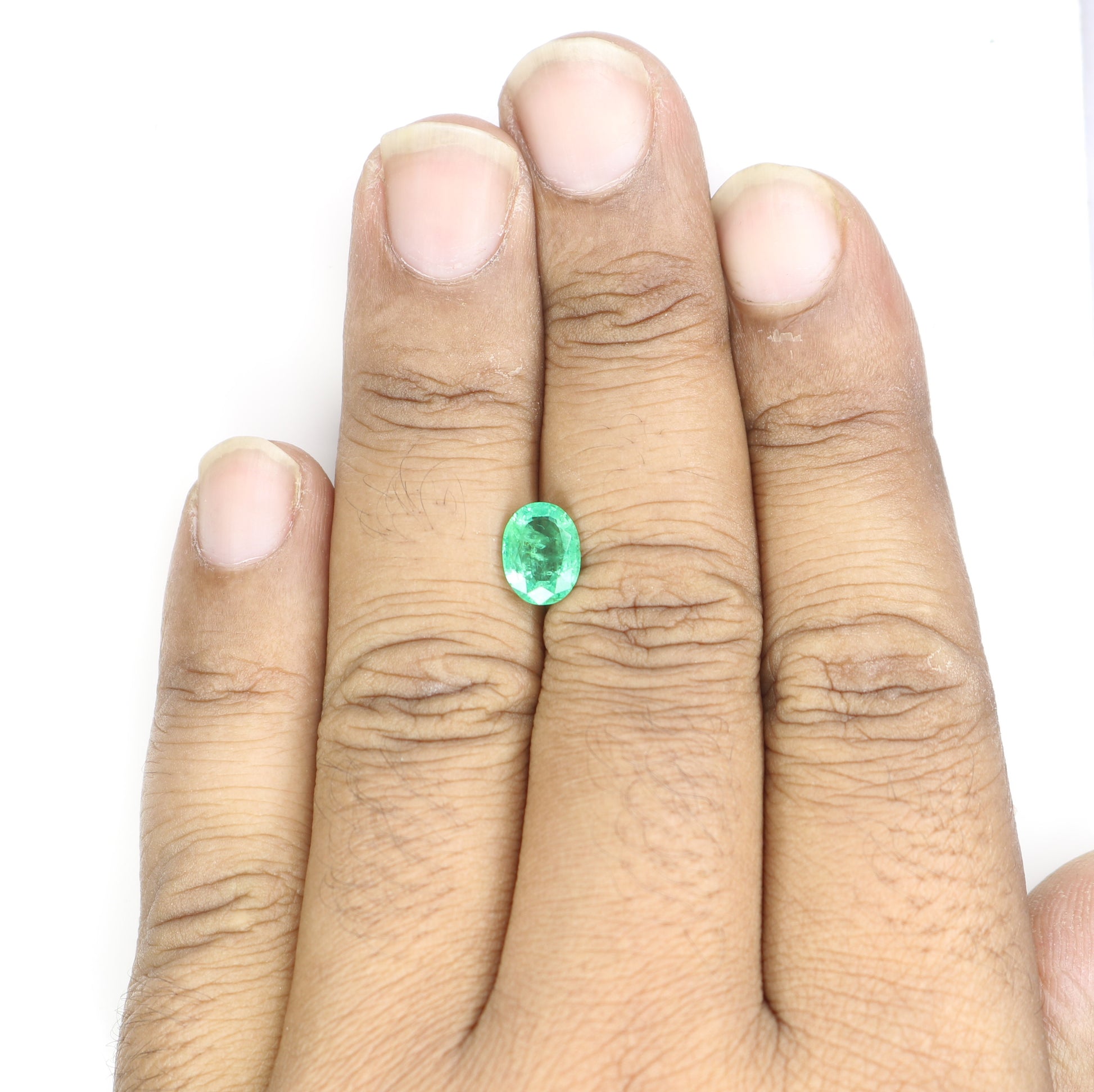 1.40 CT 8.88 MM Green Emerald Oval Cut Galaxy Loose Gemstone For Proposal Ring - JayKrishna Diamond