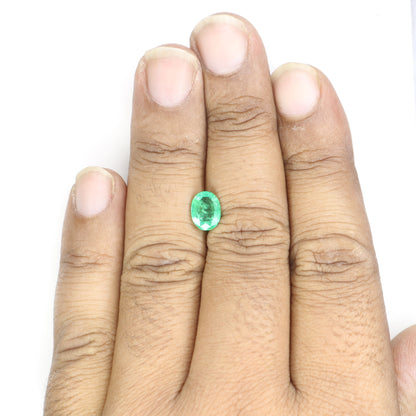 1.40 CT 8.88 MM Green Emerald Oval Cut Galaxy Loose Gemstone For Proposal Ring - JayKrishna Diamond