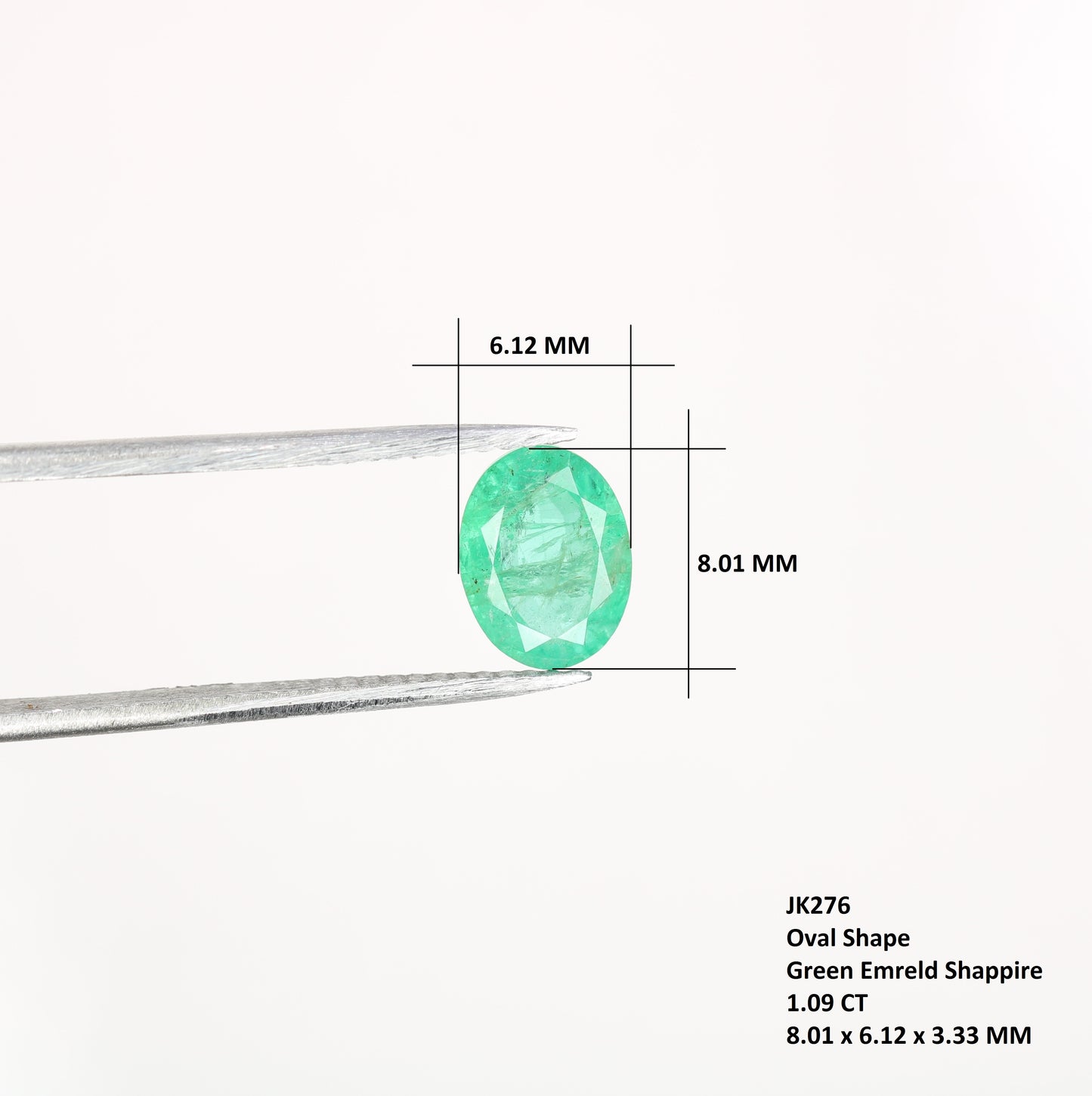 1.09 CT 8.01 CT Natural Green Emerald Oval Cut Gemstone For Wedding Ring - JayKrishna Diamond