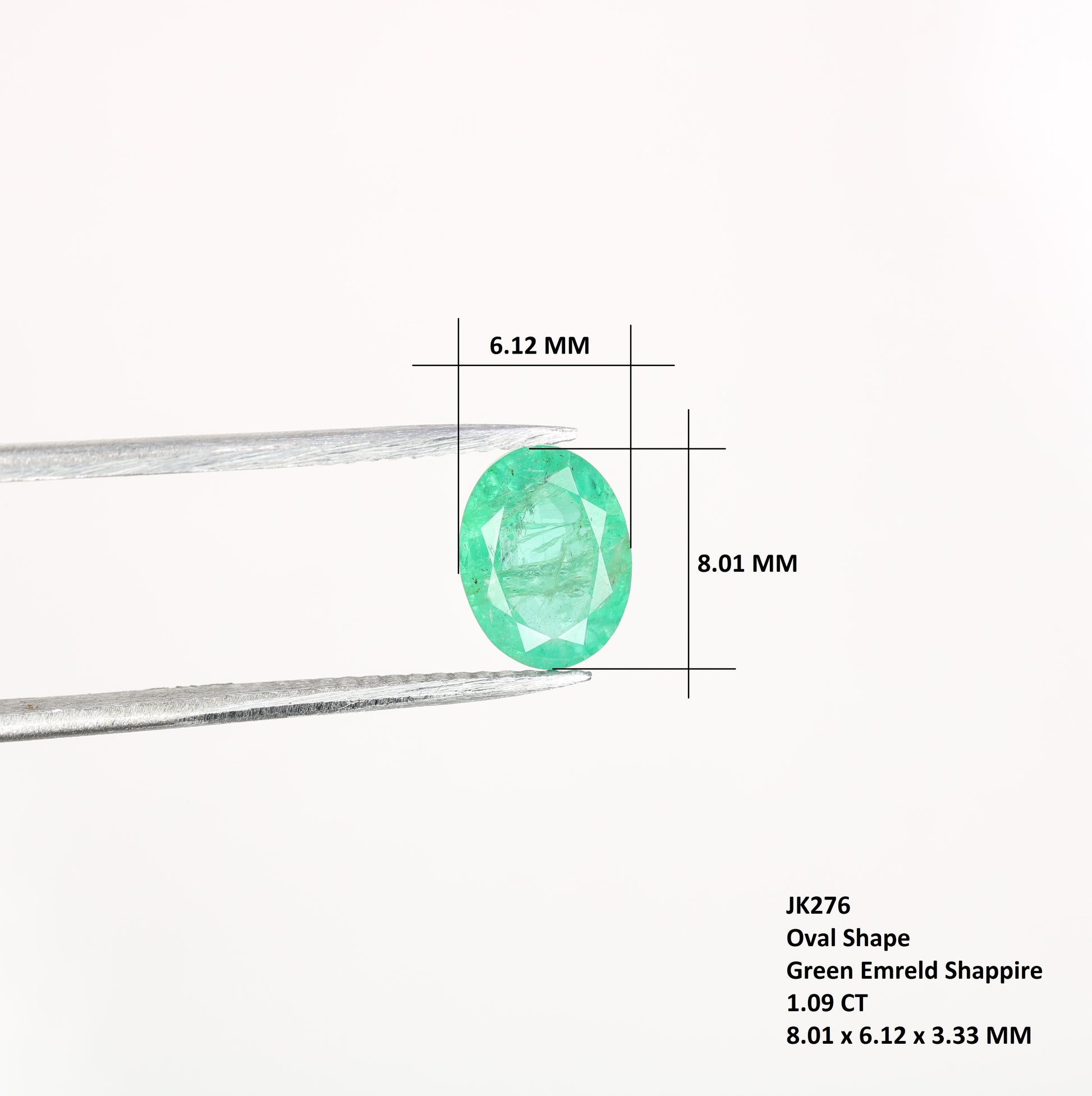 1.09 CT 8.01 CT Natural Green Emerald Oval Cut Gemstone For Wedding Ring - JayKrishna Diamond