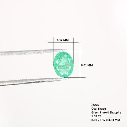 1.09 CT 8.01 CT Natural Green Emerald Oval Cut Gemstone For Wedding Ring - JayKrishna Diamond