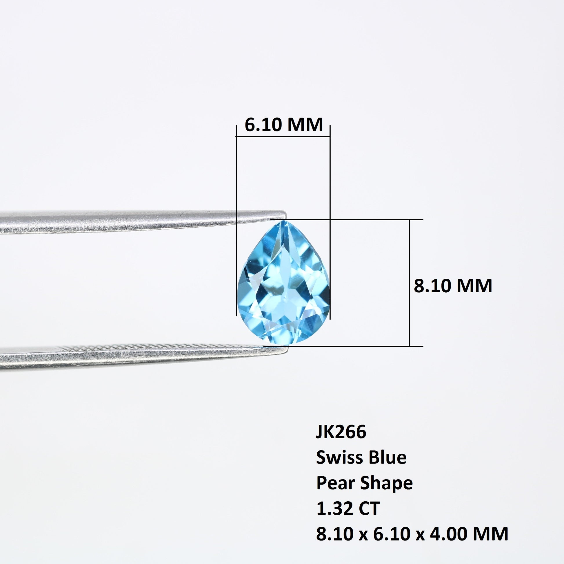1.32 CT Natural Swiss Blue 8.10 x 6.10 MM Pear Stone For Engagement Ring - JayKrishna Diamond