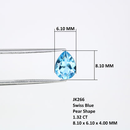1.32 CT Natural Swiss Blue 8.10 x 6.10 MM Pear Stone For Engagement Ring - JayKrishna Diamond