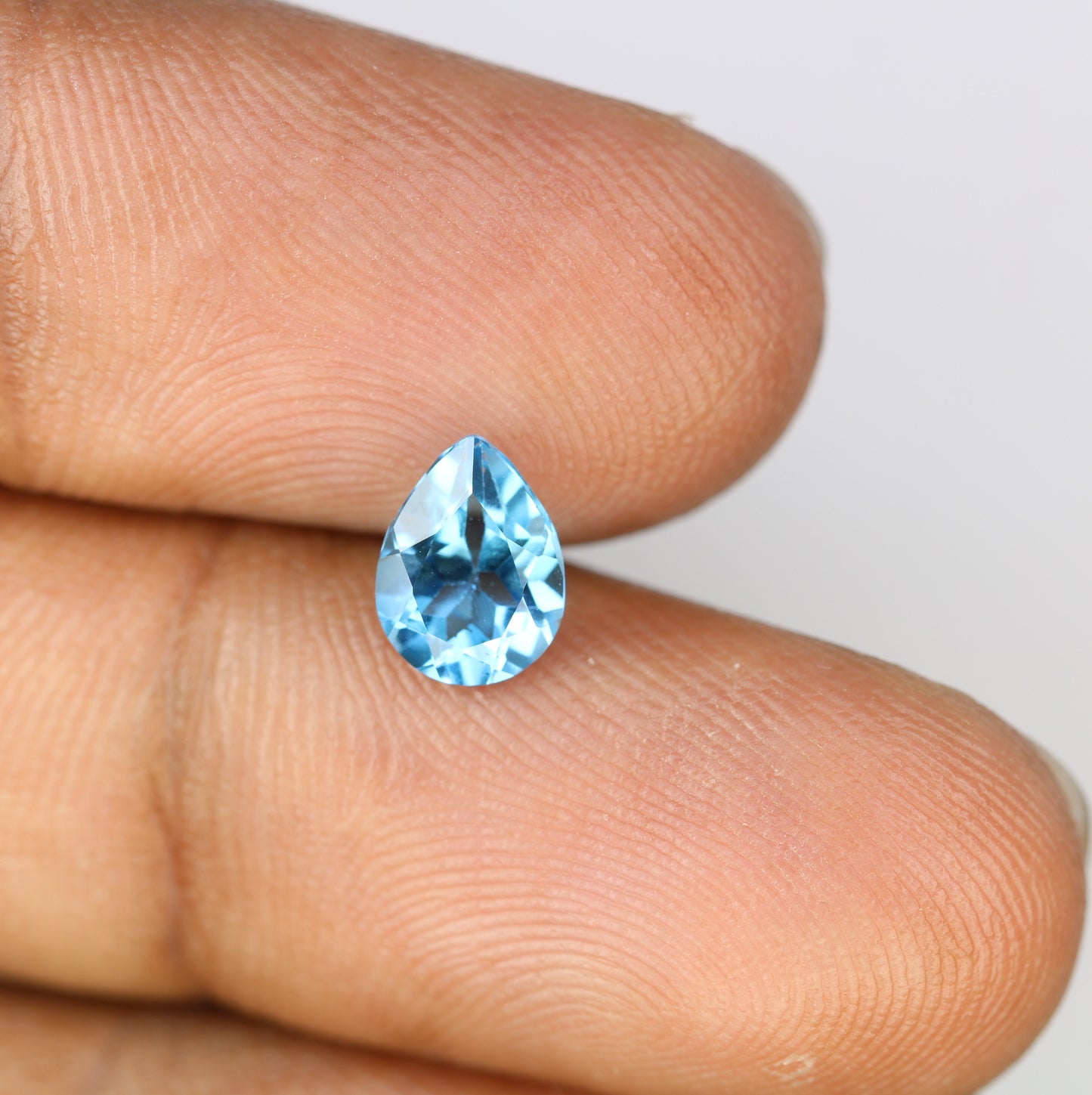 1.32 CT Natural Swiss Blue 8.10 x 6.10 MM Pear Stone For Engagement Ring - JayKrishna Diamond